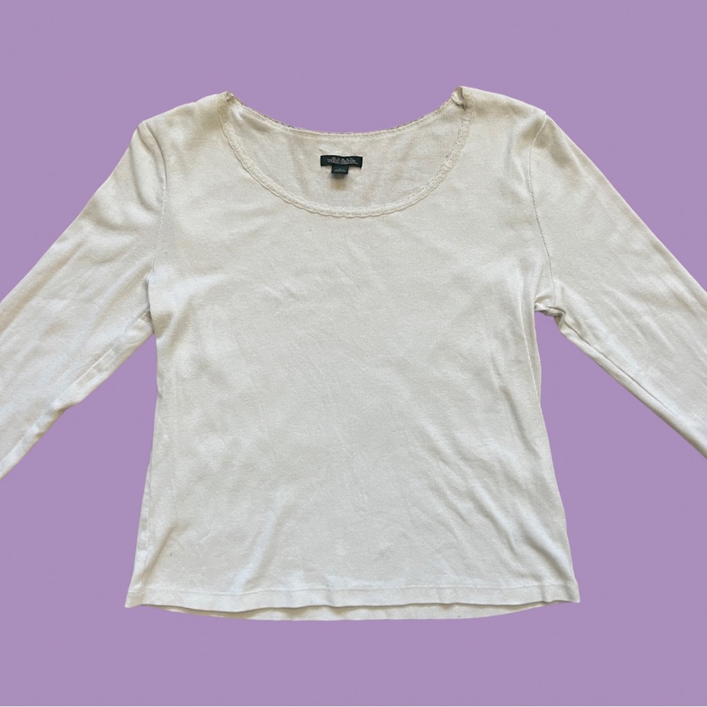 White Lace Collar Long Sleeve Top